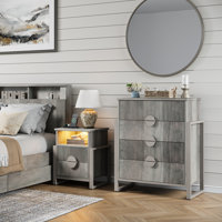 Winston Porter 2-piece Bedroom Set - 4 Drawer Fluted Dresser And 2 Drawer Fluted Nightstands, by Winston Porter