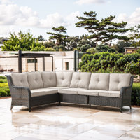 Deb 105.42" Polyethylene (PE) Wicker Outdoor Patio Sectional Set With Cushions by Red Barrel Studio