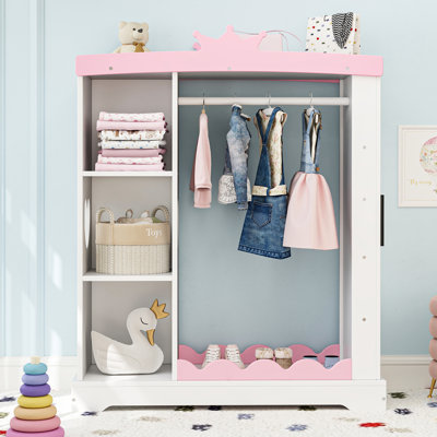 Kids Armoire with Jewelry Cabinet, Dress up Storage with Mirror and Shelves by Harriet Bee