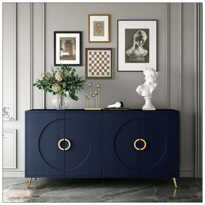 Modern 4 Door Wooden Cabinet Sideboard Buffet by Everly Quinn