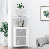 Corner Wine Bar Rack Cabinet With Detachable Wine Rack, Home Bar Cabinet by 17 Stories