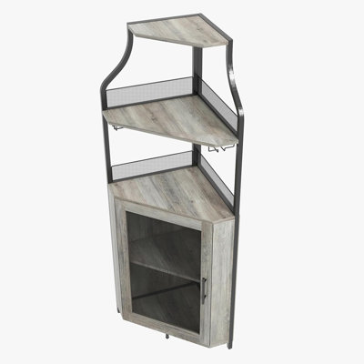 Corner Wine Bar Rack Cabinet With Detachable Wine Rack, Home Bar Cabinet by 17 Stories