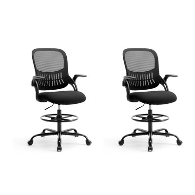 Ergonomic Mesh Drafting Chair Tall Office Chair With Adjustable Footrest Ring by Inbox Zero