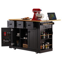 Kitchen Island On Wheels Drop Leaf And Power Outlet by Gracie Oaks
