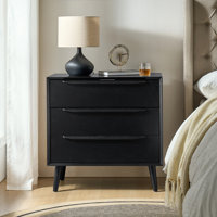 Aviannah 30"W Mid-Century Modern 3-Drawer Accent Chest with Power Outlet by Wade Logan