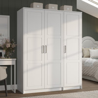 100% Solid Wood Swedesboro 3-Door Wardrobe Armoire by Hokku Designs