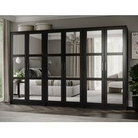 100% Solid Wood Swedesboro 6-Door Wardrobe with Mirrored Doors by Hokku Designs