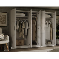 100% Solid Wood Swedesboro 5-Door Wardrobe by Hokku Designs