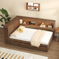 Daybed With Storage Shelves, Usb, Led, And Trundle by Lark Manor