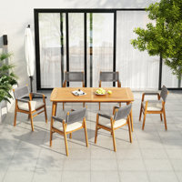 Kinlyn 7-Piece Wood & Rope Dining Set by Loon Peak