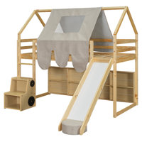 Loft Bed With Slide, Storage Bookcase and Stairs by Harper Orchard