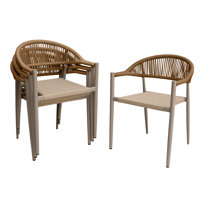 Rattan Indoor/Outdoor Stacking Patio Dining Armchair Restaurant Chairs by Bayou Breeze
