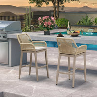 Bay Isle Home™ Modern Bar Stools Set Of 2, Aluminum Bar Stool With Cushion For Indoor And Outdoor, Kitchen Island by Bay Isle Home
