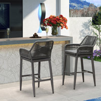 Bay Isle Home™ Modern Bar Stools Set Of 2, Aluminum Bar Stool With Cushion For Indoor And Outdoor, Kitchen Island