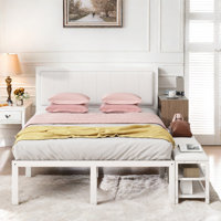 Metal Shaula  Bedroom Sets With Cushioned Footrest With Two-Tier Storage Shelves, 1 Wooden Storage Cabinet by Ebern Designs