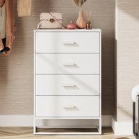 Modern Wood Dresser With 4 Drawers And Sturdy Metal Frame , Chest Of Drawers