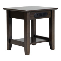 SOLID WOOD END-TABLE/NIGHTSTAND WITH CHARGING STATION, TWO POWER OUTLETS & USB TYPE-A, TYPE-C CHARGING PORTS by Winston Porter