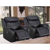 Edder Leather Power Home Theater Recliner Chair with USB Port