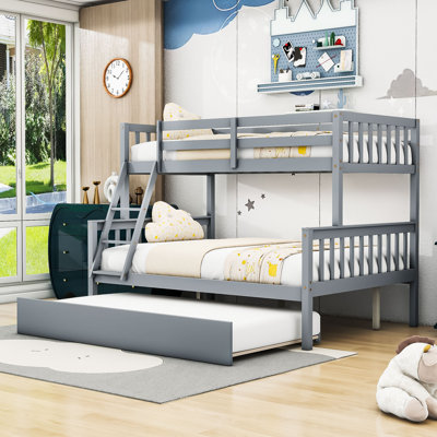 Twin Over Full Wooden Convertible Bunk Bed With Trundle And Ladder by Harriet Bee