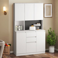 Versatile Freestanding Kitchen Pantry Cabinet, Wardrobe And Kitchen Cabinet, Craft Storage Cabinet, Kitchen Laundry Storage Cabinet With 6 Doors, 3 Sh