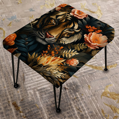 Mulley - Tiger Elegance In Tropical Animal Pattern - Animal Print Rectangle Ottoman