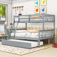Keyonah Twin Over Full Wood Bunk Bed With Trundle, Convertible Ladder And Guardrail by Harriet Bee