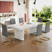 Marble Dining Table Set by Everly Quinn
