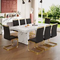 Marble Dining Table Set by Everly Quinn