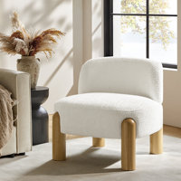 Holmgren 28"W Modern Boucle Accent Chair with Solid Wood Legs by Latitude Run
