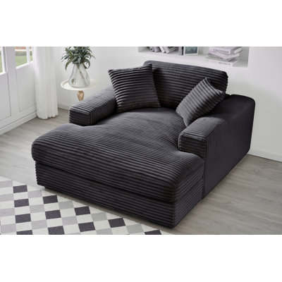 Modern 53.65" W Striped Corduroy Comfy Chaise Lounger With Wide Arms by Mercer41