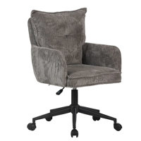Winegar Swivel Vanity Chair With Wheels, Soft Velvet Fabric Tufted Cushioned Back, 360 Degree Spinning by Mercer41