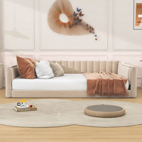 Ensley Upholstered Daybed with Vertical Stripe Design and No Box Spring Required by Mercer41