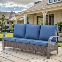 Wyland Industrial Style Premium Outdoor 3-Seat Rattan Sofa by Latitude Run
