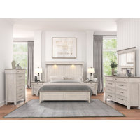 Ophelia & Co. Ken 6-Piece Bedroom Set with Touch LED Lighting, Weathered Dusty-taupe Finish by Ophelia & Co.