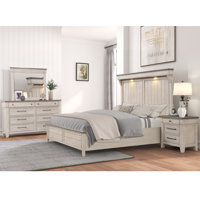 Ophelia & Co. Ken 4-Piece Bedroom Set with Touch LED Lighting, Weathered Dusty-taupe Finish by Ophelia & Co.