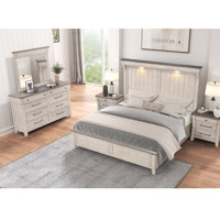 Ophelia & Co. Ken 5-Piece Bedroom Set with Touch LED Lighting, Weathered Dusty-taupe Finish by Ophelia & Co.