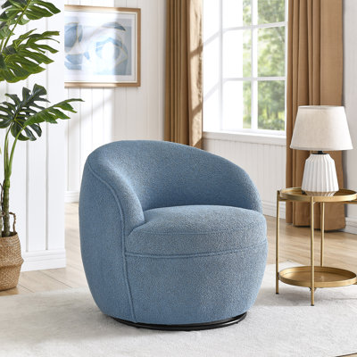 Mynevere Teddy-Fabric Swivel Barrel Chair by Wrought Studio