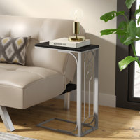 Accent Table, C-Shaped, End Table, Side Table, Snack, Living Room, Bedroom, Transitional - Manufactured Wood/Metal-C Table by Williston Forge