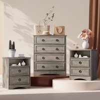 Lark Manor™ 3 Piece Bedroom Dresser Set - 4 Drawer Dresser And Two 2 Drawer Nightstands,Gray Wash by Lark Manor