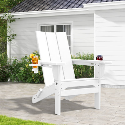 Wolak High Density Polyethylene Folding Adirondack Chair With Double Cup Holder by Rosecliff Heights