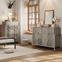 Ebern Designs 2 Piece Bedroom Dresser And Chest Set - 6 Drawer Tall Dresser And 6 Double Drawer by Ebern Designs