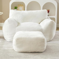 Trule Bean Bag Chair, Oversized Beanbag Chair With Ottoman, Big Adult Bean Bag Chair With Armrests, Lazy Sofa Comfy Bean Bag Couch With Filler For Dor