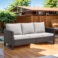 Naresa 3-Seat Patio Outdoor Sofa, All-Weather PE Wicker by Ebern Designs
