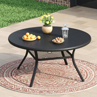 6-Person Aluminum Round Patio Dining Table by Lark Manor