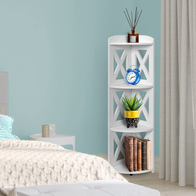 Wood Corner Bookshelf