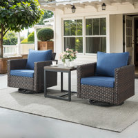 Naresa Wicker Swivel Glider Chairs & Side Table With 4 Inch Olefin Cushions by Ebern Designs