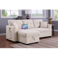 L-Shaped Sleeper Sofa Reversible Couch Pull Out Couch With Storage Chaise