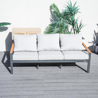 73.62” Aluminum Outdoor Patio Sofa With Cushions by Ebern Designs
