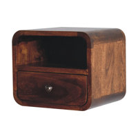 Extra Mini Wall Mounted Curved Oak-Ish Bedside With Open Slot by Millwood Pines