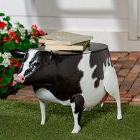 Recycled Metal Cow Table With Storage by Gracie Oaks